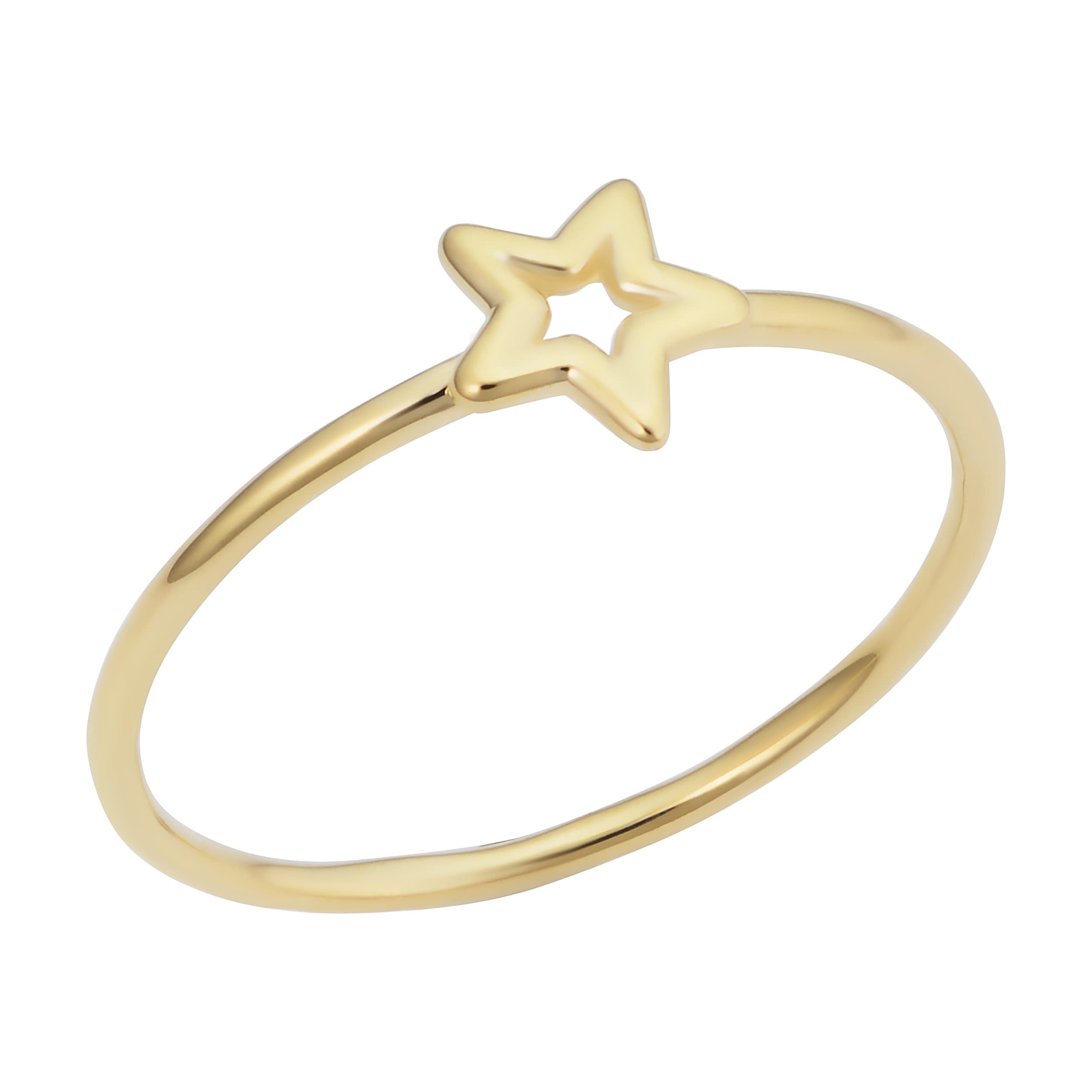 14K Yellow Gold Petite Star Ring Minimalist Jewelry For Women
