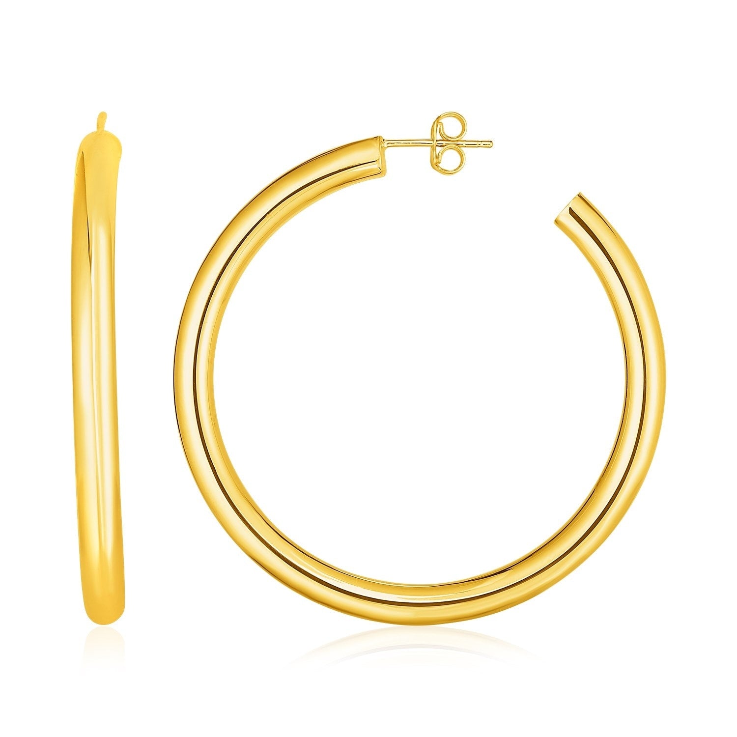 14K Yellow Gold Polished Hoop Earrings