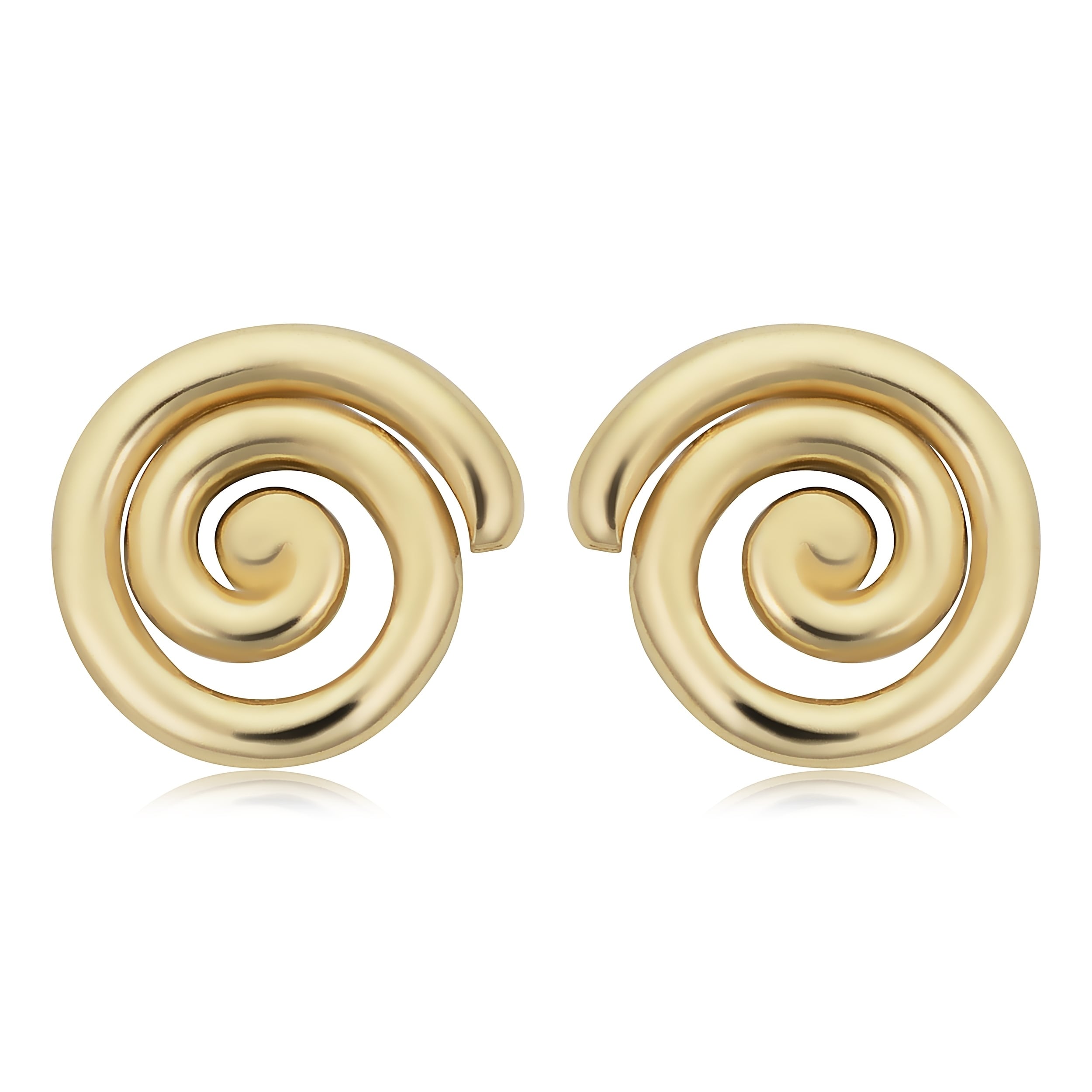 14K Yellow Gold Polished Twirl Stud Earrings