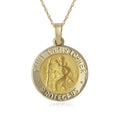 14K Yellow Gold Polished And Satin St. Christopher Medal 16 Inch Necklace