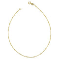 14K Yellow Gold Rolo Link Tube Station Anklet 1.2 Millimeter 10 Inches