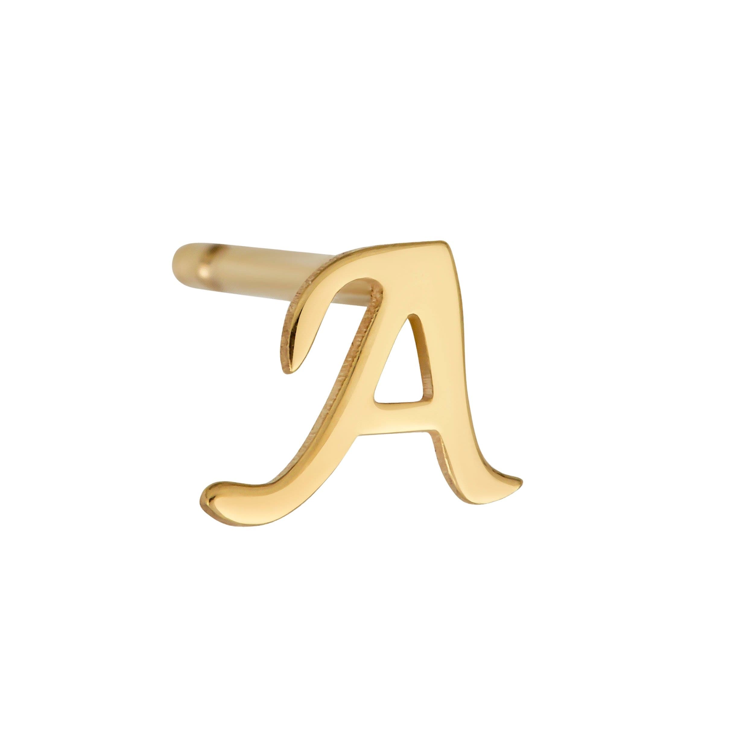 Fremada 14K Yellow Gold Script Letter Single Stud Earring Available From A To Z