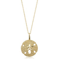 14K Yellow Gold Starfish Sand Dollar Pendant Necklace 18 Inch
