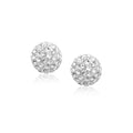 14K Yellow Gold Stud White Crystal Ball Earrings