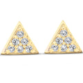 14K Yellow Gold Triangle Pave 1 10 Ct Diamond Delicate Spike Studs Womens Earrings