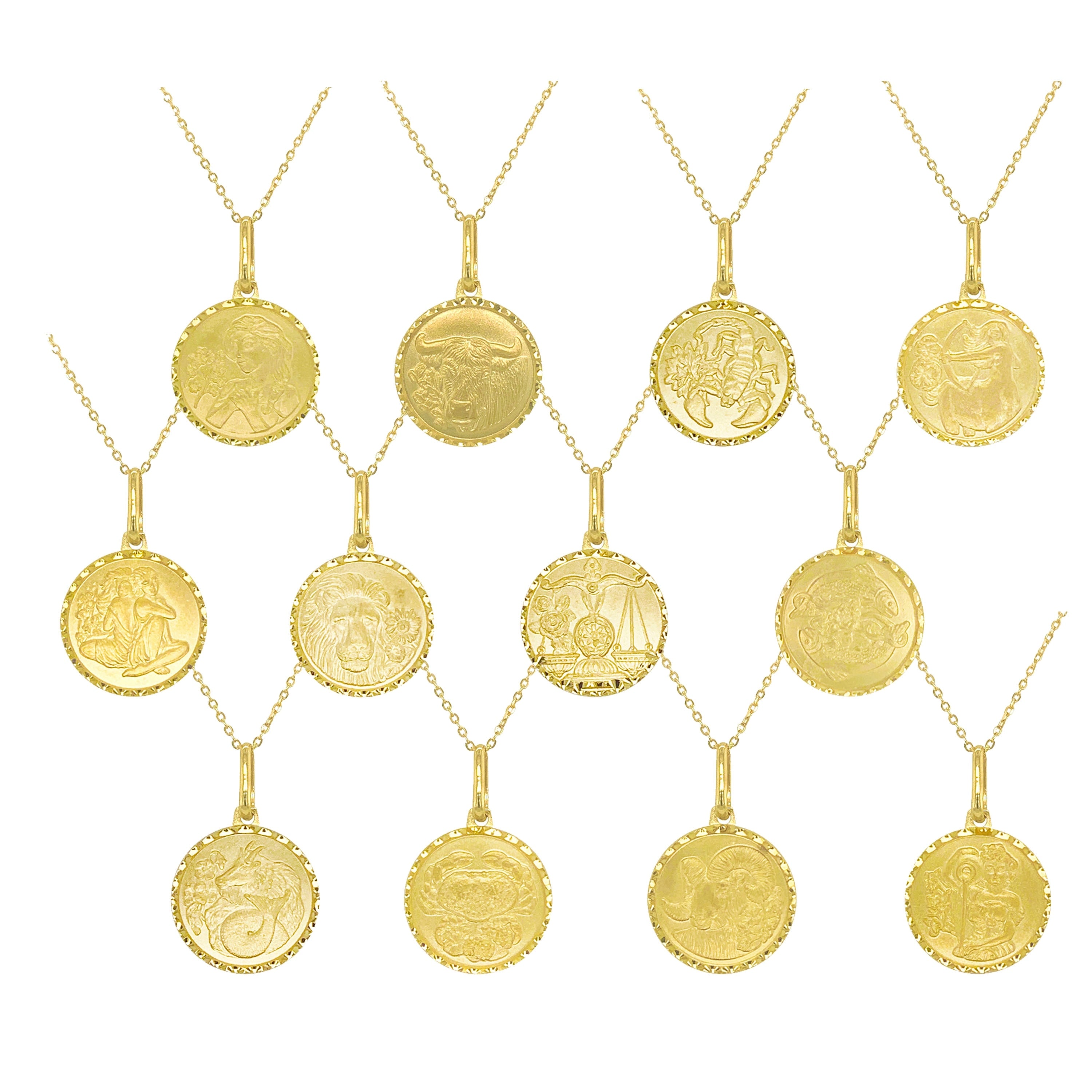Zodiac Sign Pendant 14K Yellow Gold 16 Made In Italy By Joelle Collection