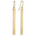 14K Yellow Rose Or White Gold Diamond Cut Bar Drop Earrings 2 Inches Drop