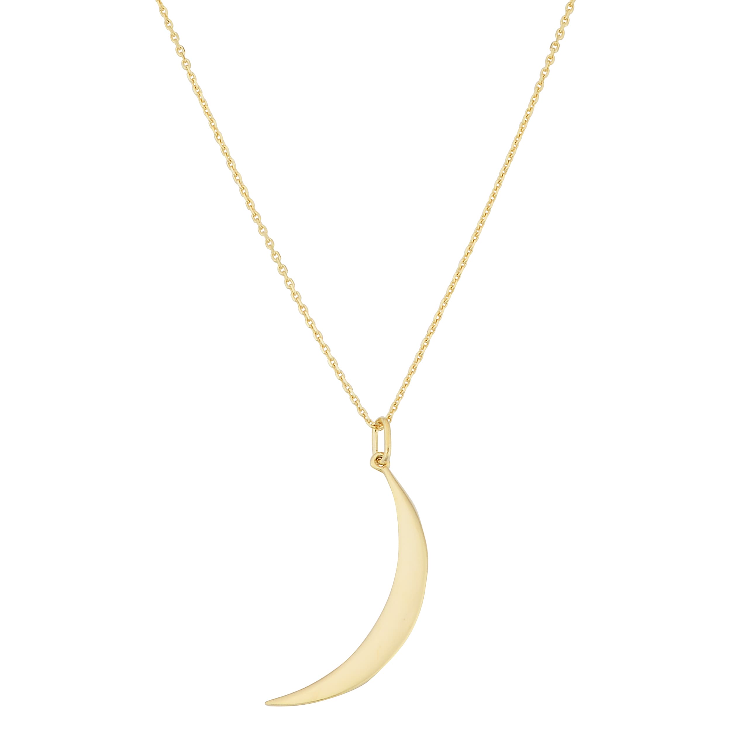 14K Yellow Or Rose Gold Crescent Moon Necklace 18 Inches