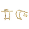 14K Yellow Or Rose Gold Double Curved Bar Post Earrings