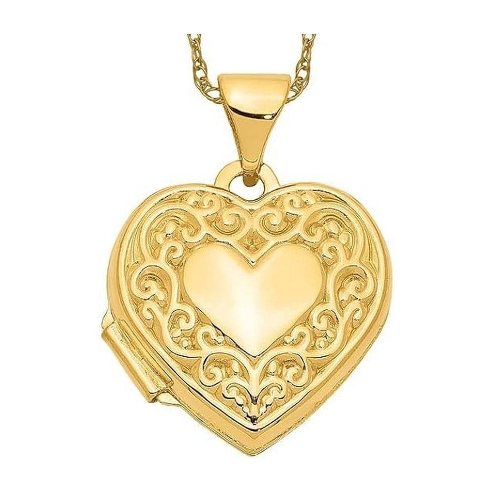 14K Yellow Gold Single Scroll Locket