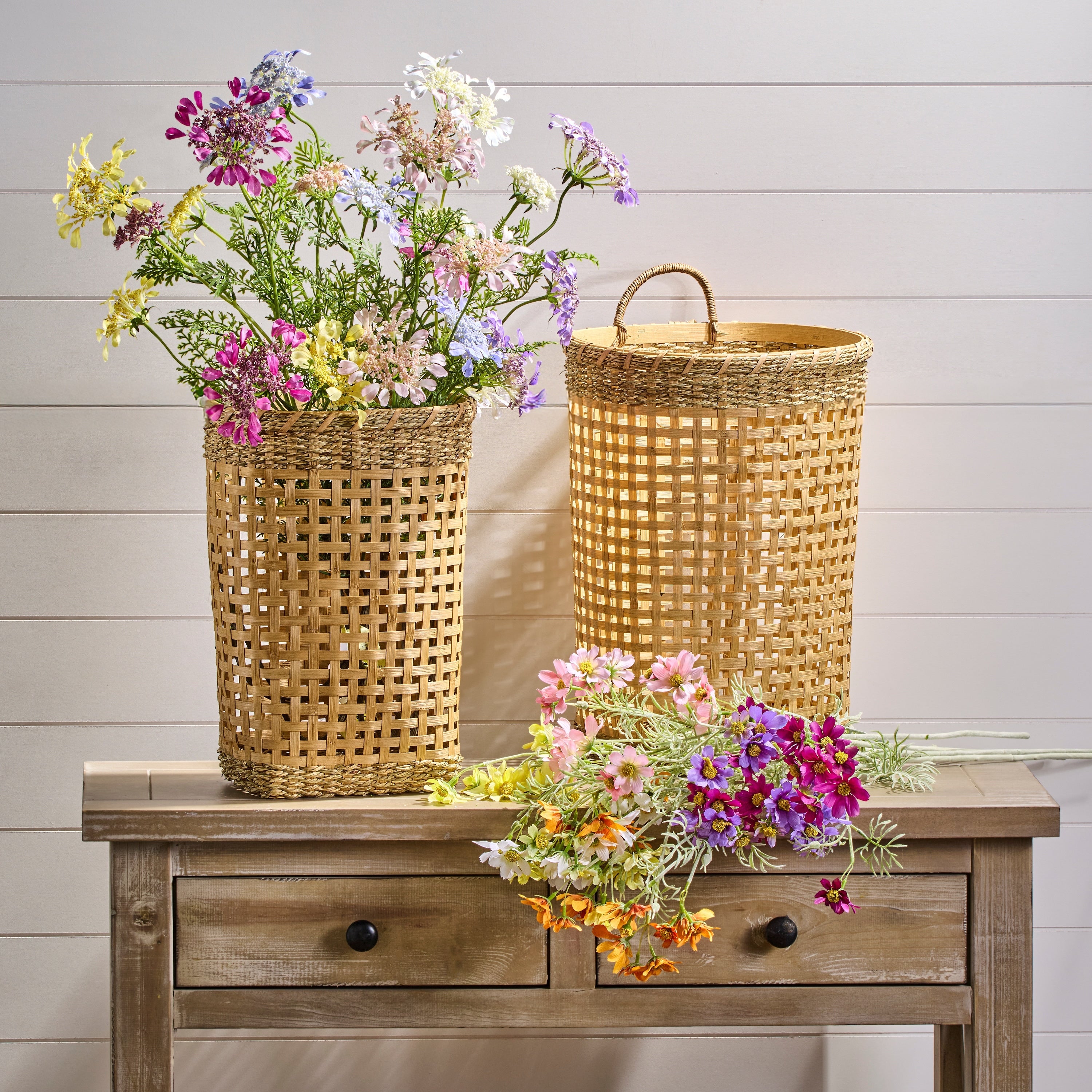 15 17 Bamboo Rattan Wall Basket