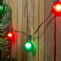 Set Of 15 Red White And Green Satin G50 Globe Christmas Lights 13.75 Ft Green Wire