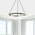15 Light Black Ring Chandelier Industrial Modern Clear Glass Globe Dia.33.46 In