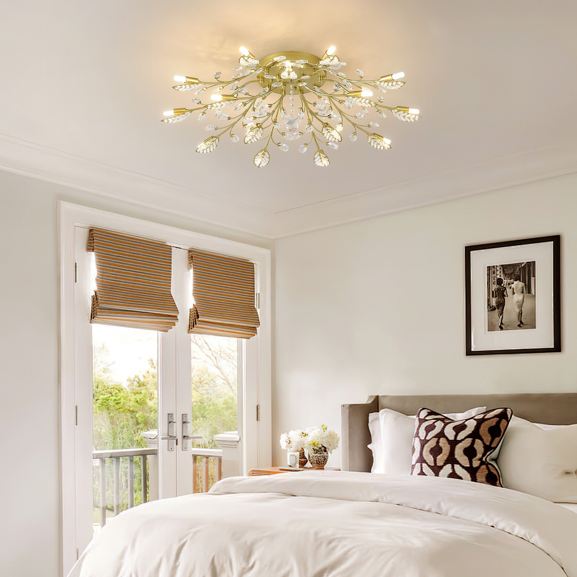 15 Light Chandelier Crystal Ceiling Lamp 15 Lights Modern Ceiling Ceiling Hanging Light Fixture Over Table No Included Bulbs