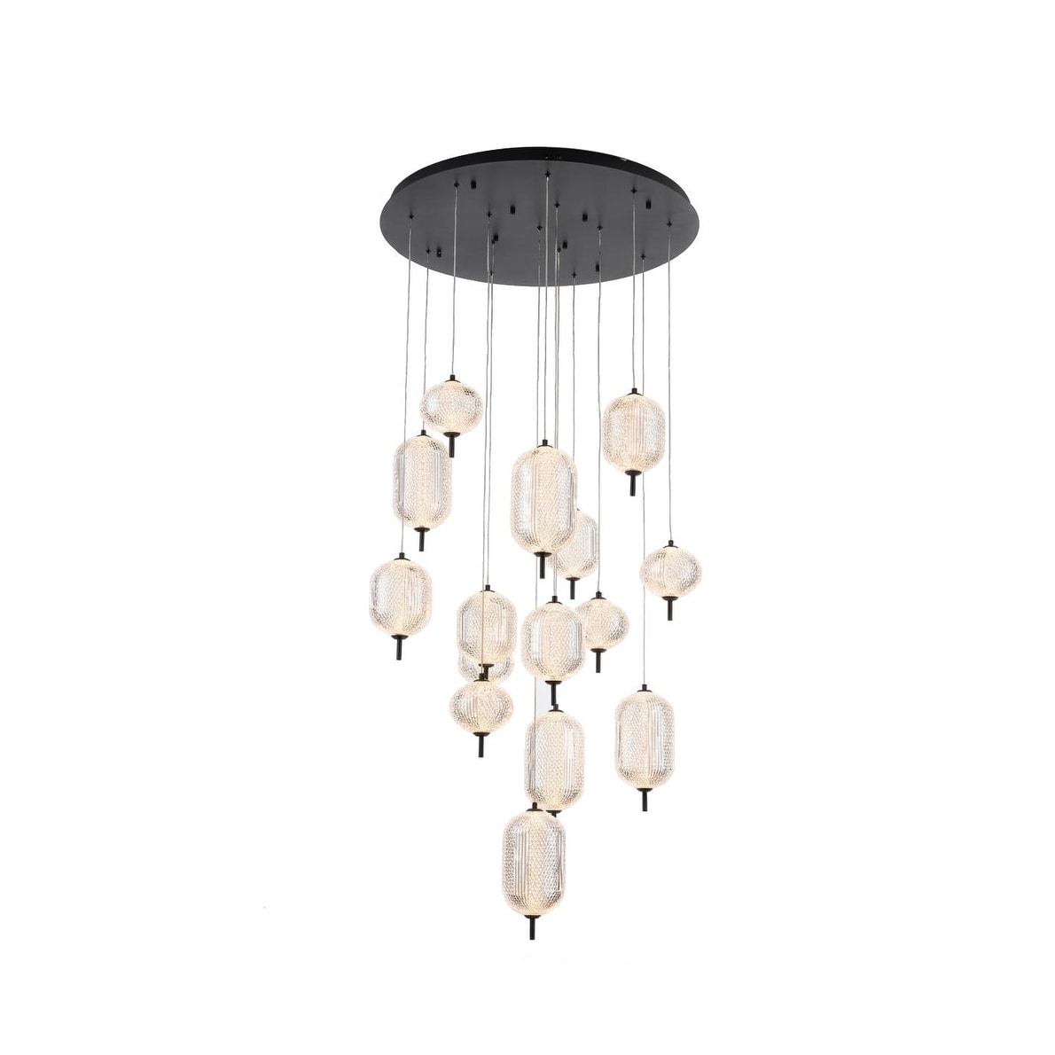 15 Light Satin Black Led Chandelier With Pc Shades