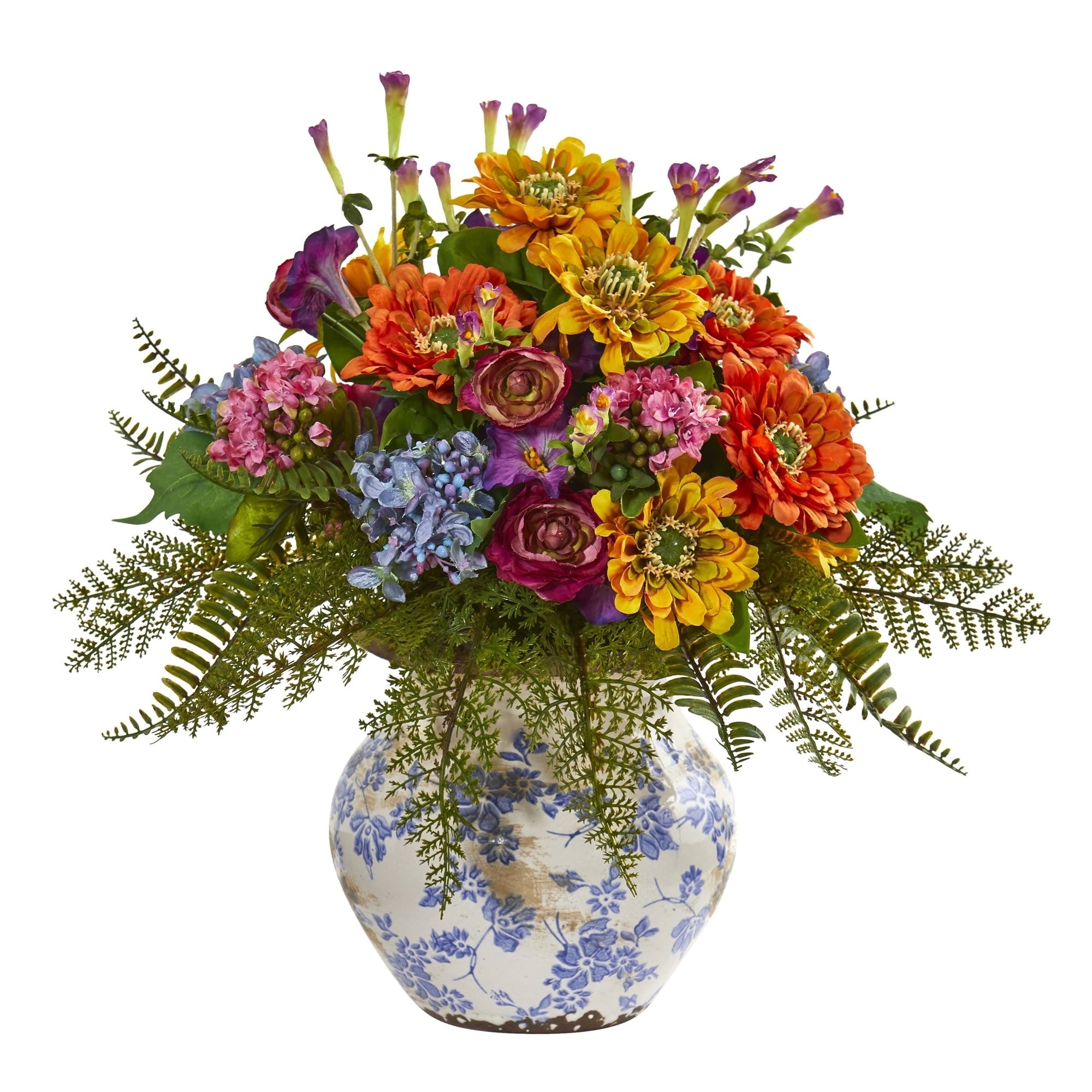 Nearly Natural Mixed Floral 15 Inch Artificial Arrangement In Floral Vase