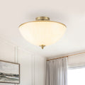 3 Light Bow Shaped Semi Flush Mount Ceiling Light White Glass Shade Dia.15.55 In