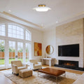 15.74 Inch Ceiling Light Metal Living Room White Gold Bulb Light N A