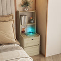 15.74 Modern Nightstand With Bookshelf Charging Station And Night Light