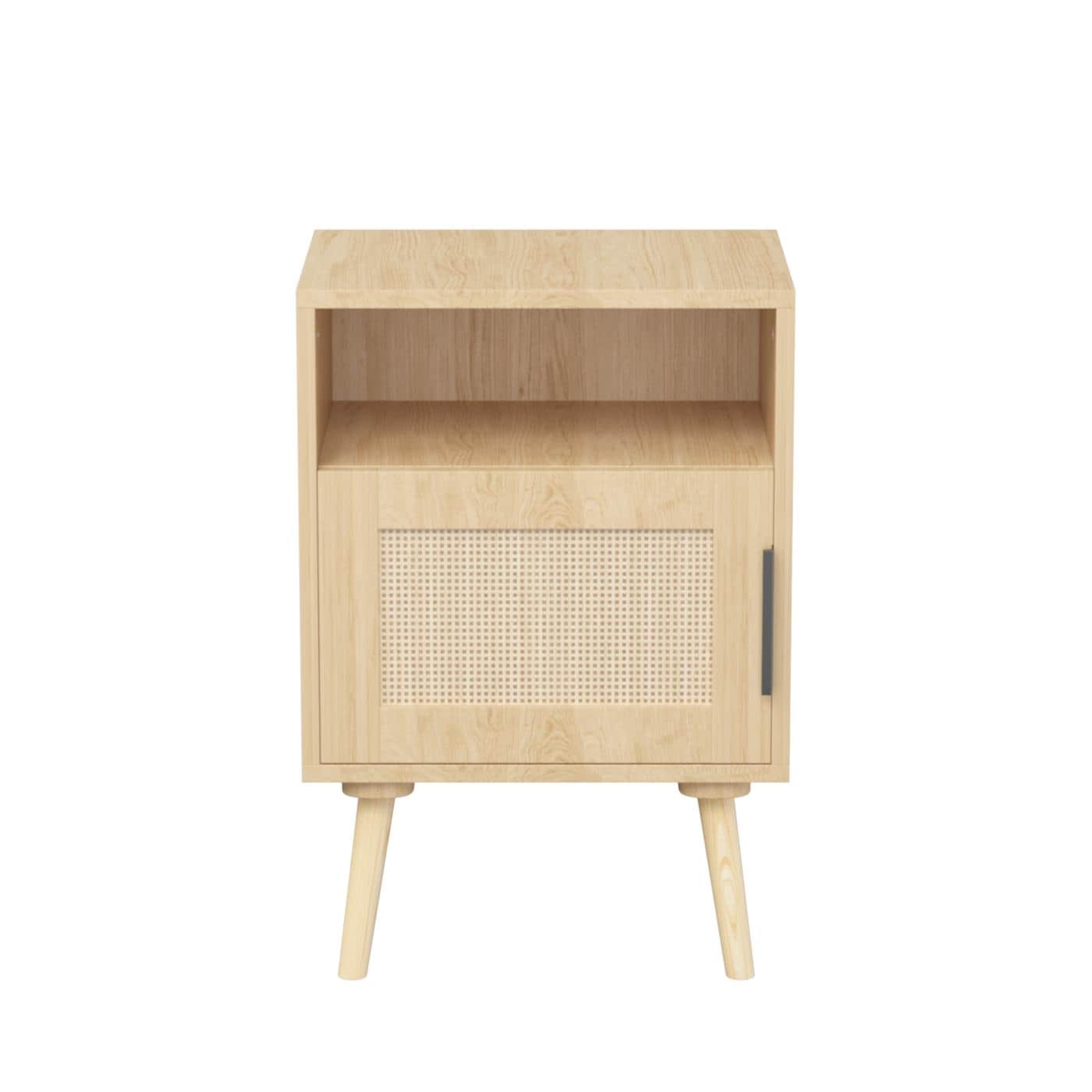 15.75 In Rattan With Door Open Shelf Nightstand