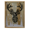 15.75 Wooden Reindeer With Snowflakes And Trees Lighted Christmas Box