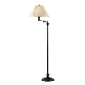 150 Watt Metal Floor Lamp With Swing Arm And Fabric Conical Shade Black