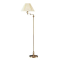 150 Watt Metal Floor Lamp With Swing Arm And Fabric Conical Shade Gold