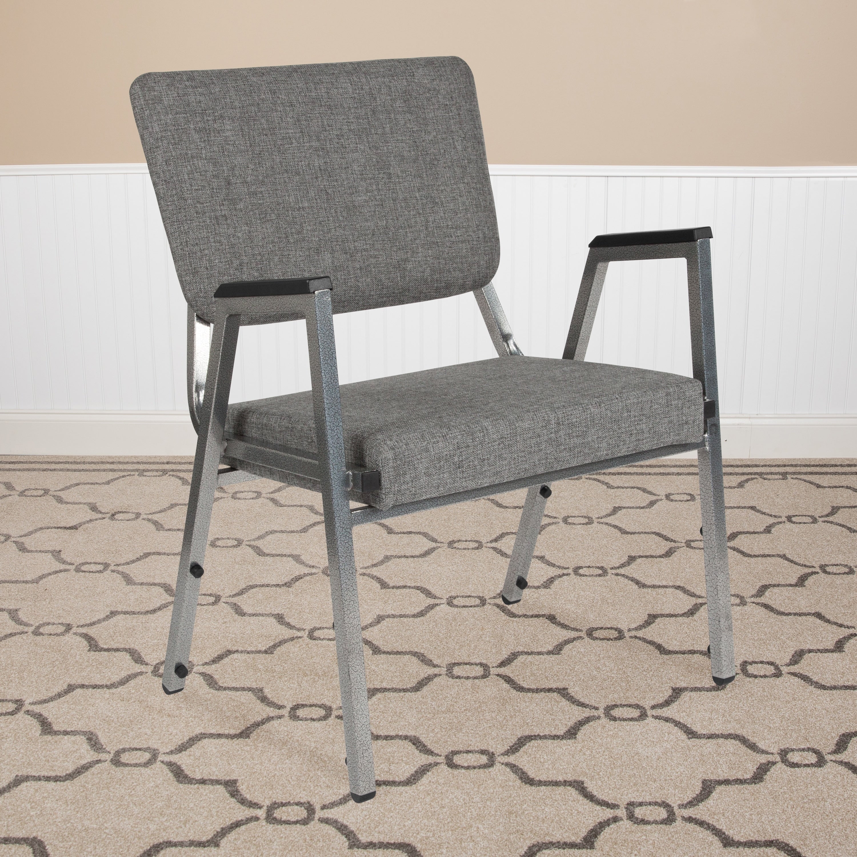 Hercules Series 1500Lb. Rated Antimicrobial Bariatric Medical Reception Arm Chair With 3 4 Panel Back