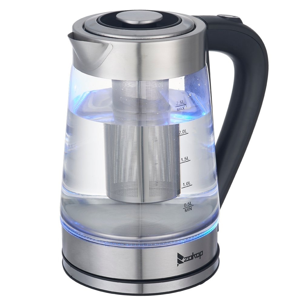 1500W Electric Kettle With Speedboil Tech 1.8 Liter Cordless With Led Light Blue Glass
