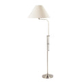 Off White Silvertone Steel Three Way Floor Lamp