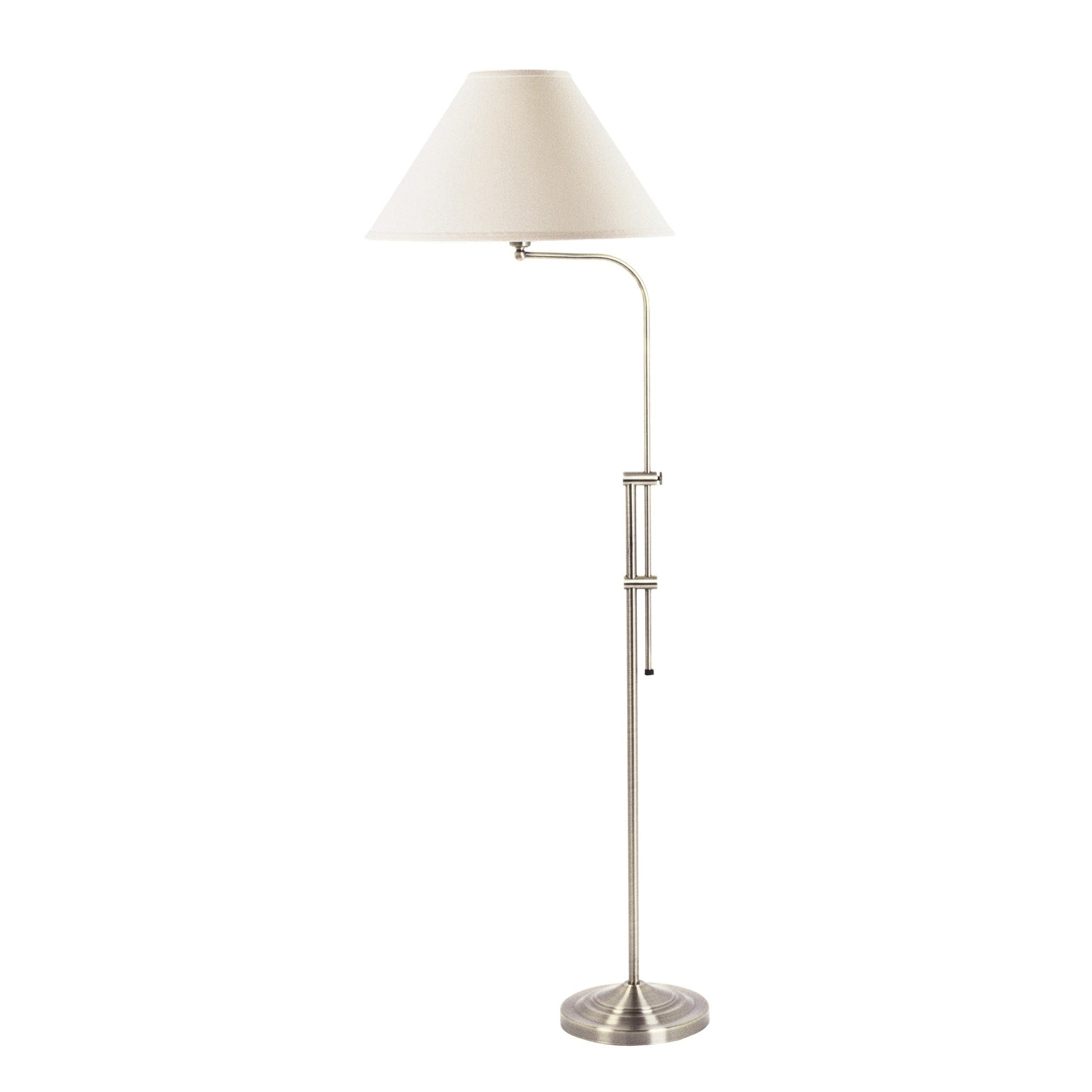 Off White Silvertone Steel Three Way Floor Lamp