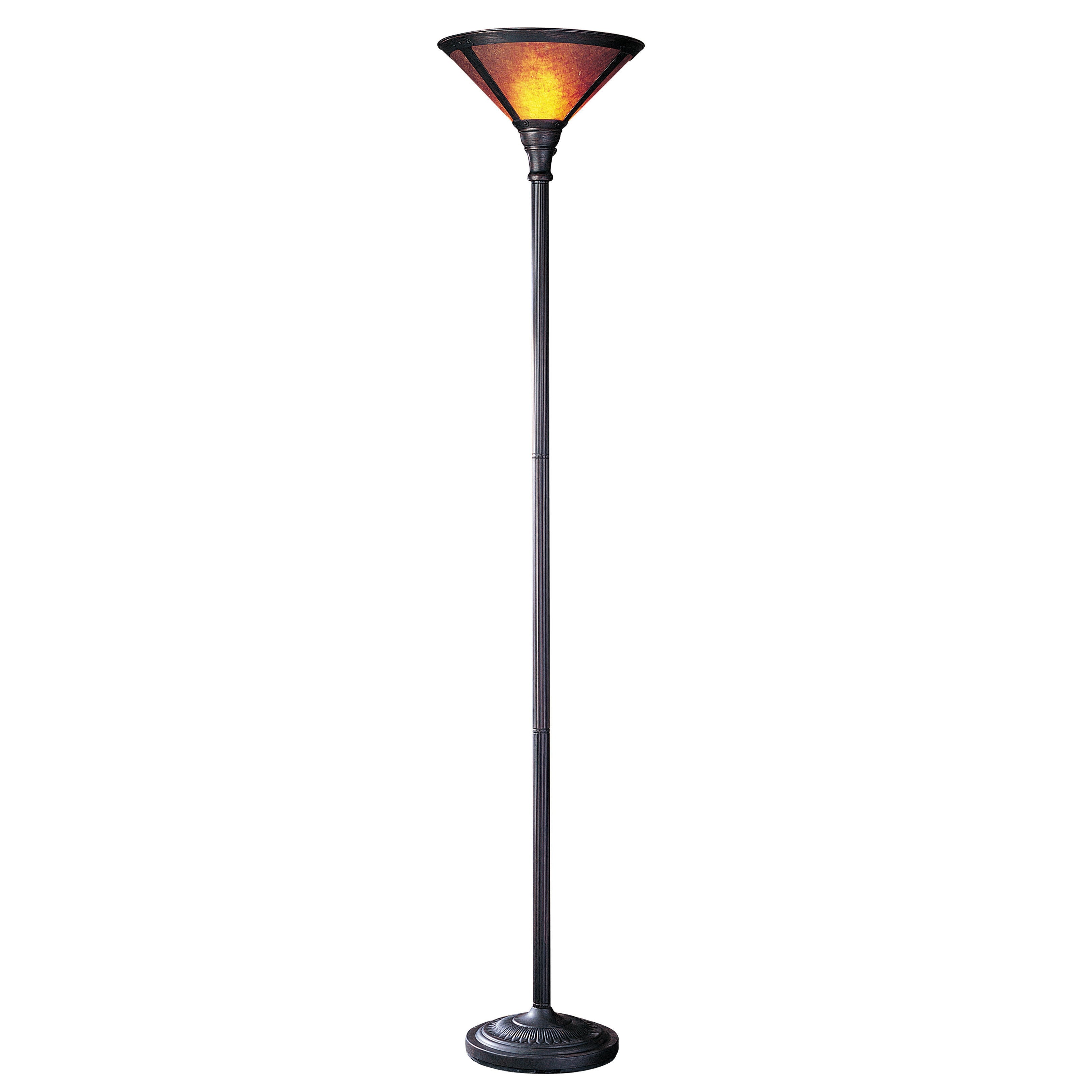 Orange Brown Metal Torcherie Floor Lamp With Mica Shade