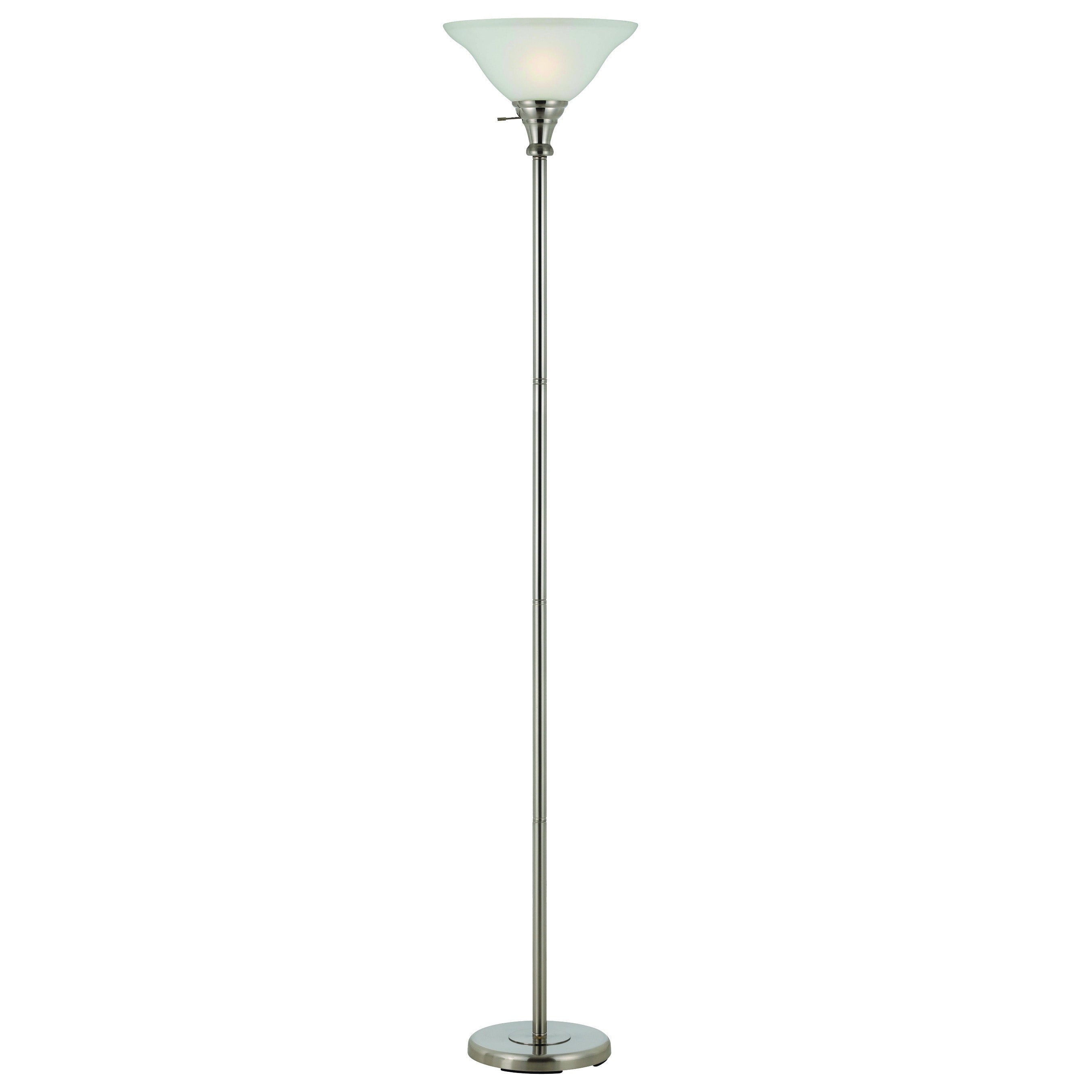 Brushed Steel And Glass 150 Watt 3 Way Torchiere Lamp