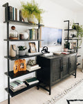 Stairway 96in Black Metal Wall Mount Bookcase