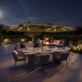 15Ft Solar Led Double Sided Patio Umbrella With Base 12 Light Strips 2000Mah
