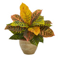 15 Garden Croton Artificial Plant In Ceramic Planter Real Touch