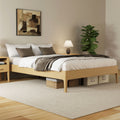 15 High Queen Bamboo Platform Bed Wood Slat Metal Support Modern Minimalist No Box Spring Easy Assembly Natural