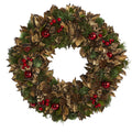 15 Holiday Wreath With Pine Cones And Ornaments