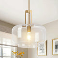 15 Modern Antique Brass Adjustable Pendant Light With Glass Shade For Kitchen Island 15 D X 60 H