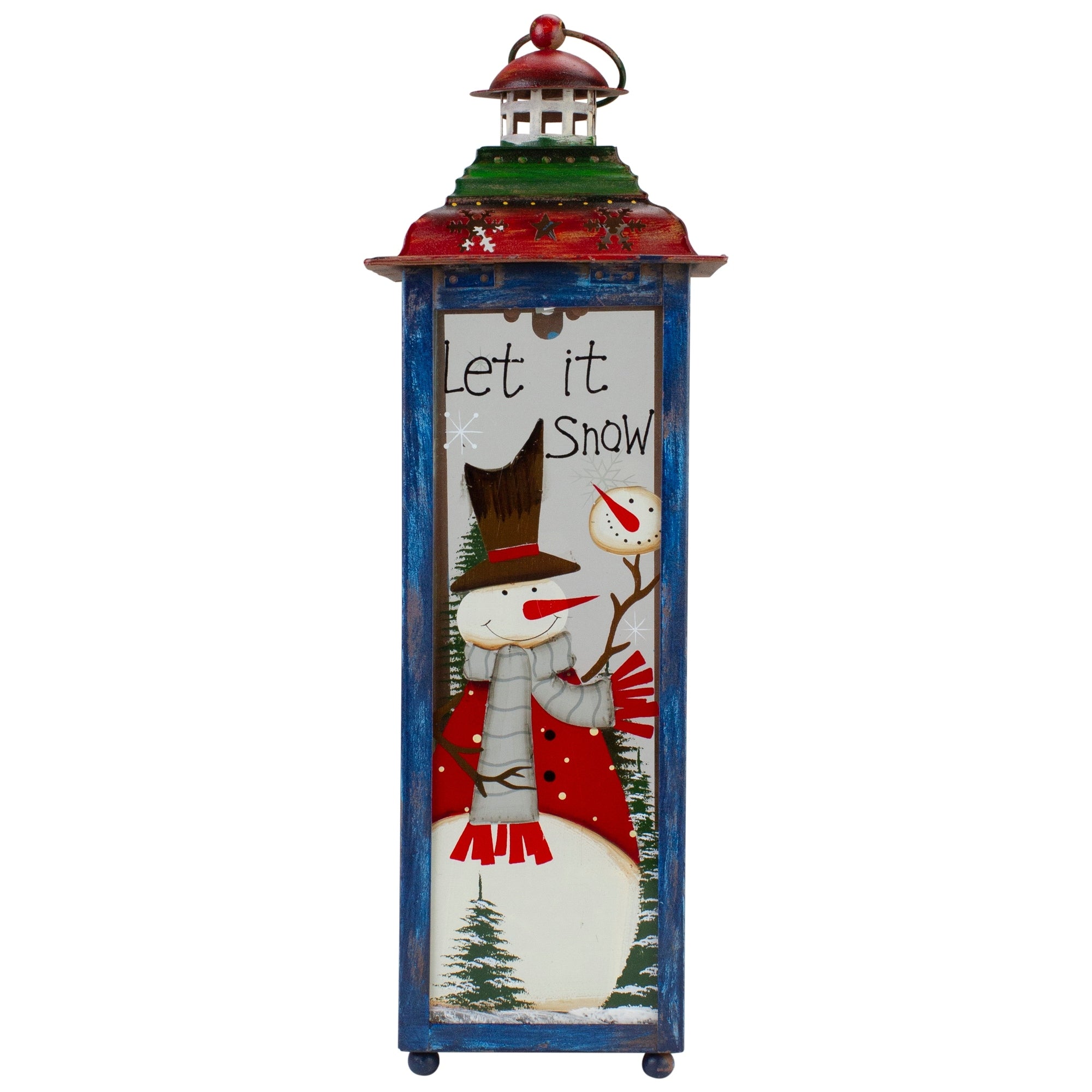 Red White And Green Snow Christmas Lantern 15 N A