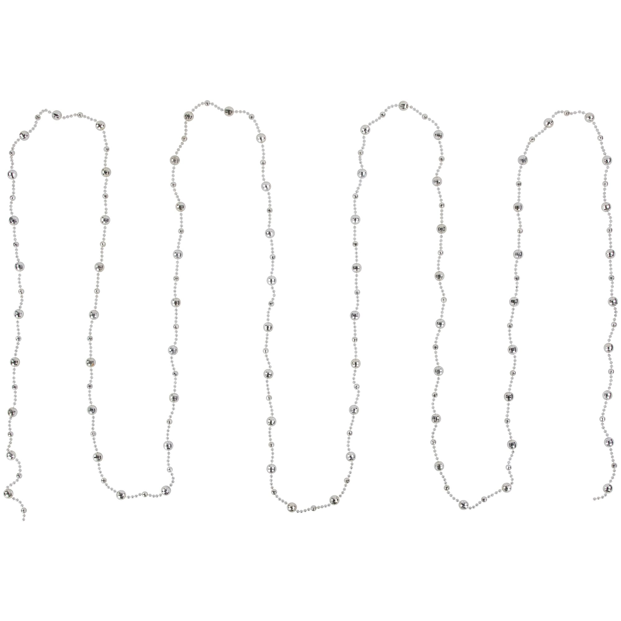 15 X .50 Shiny Silver Mirrored Disco Ball Beaded Christmas Garland