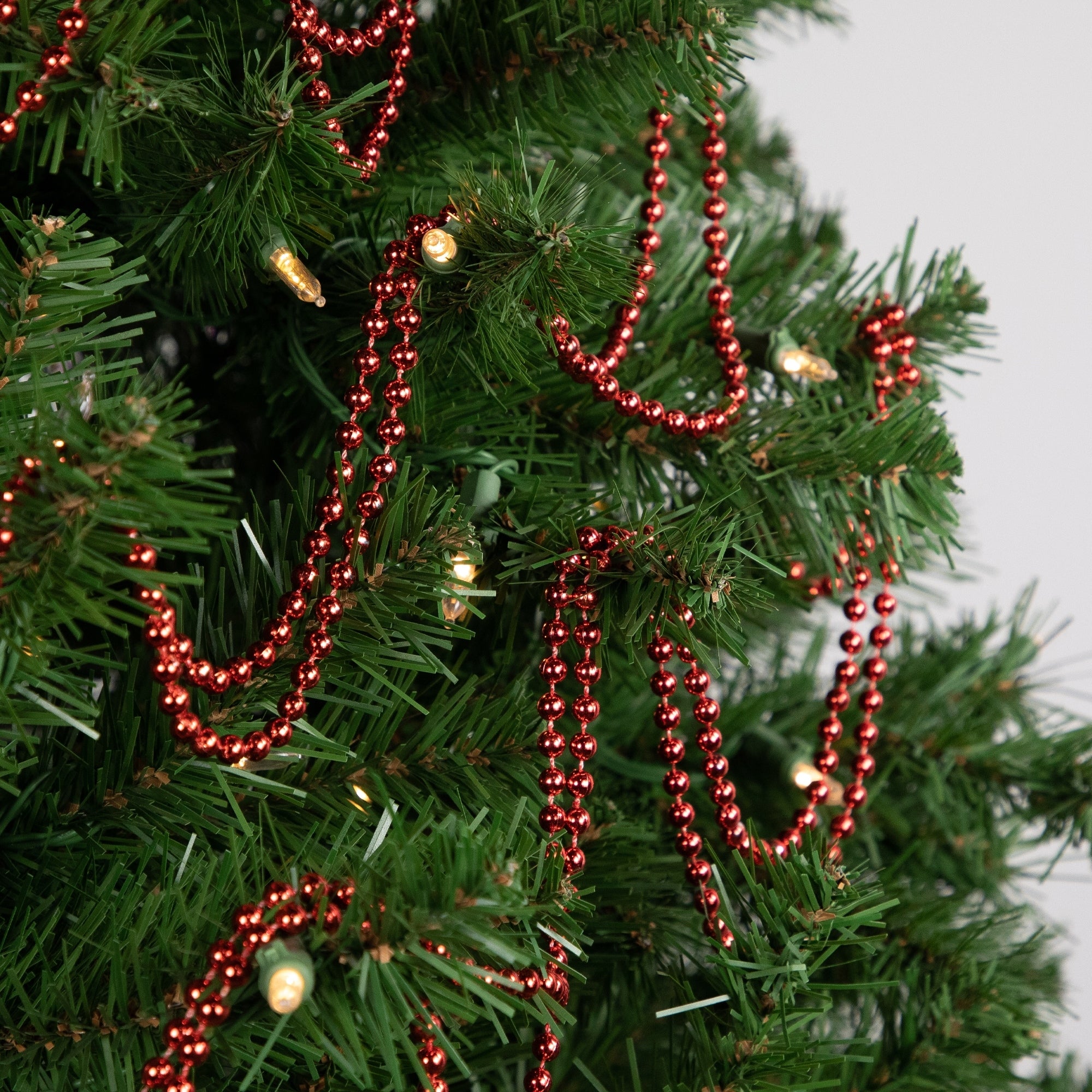 15 X .25 Traditional Shiny Red Beaded Christmas Garland