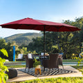 15X9Ft Large Double Sided Rectangular Outdoor Twin Patio Market Umbrella With Light And Base Red