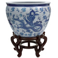 16 Dragon Blue White Porcelain Fishbowl