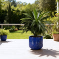 16 Inch Diameter Handmade Ceramic Dark Blue Planter