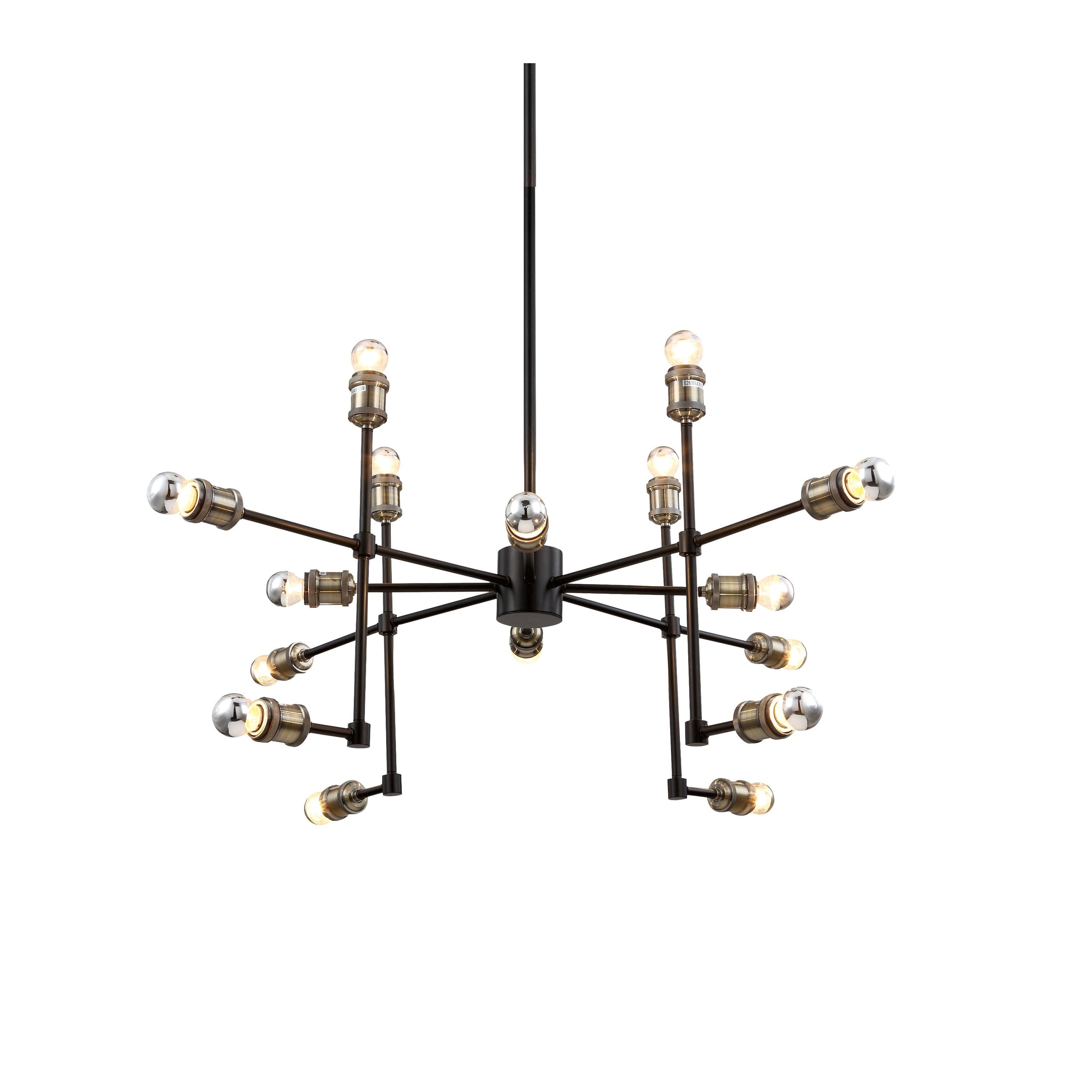 16 Light Gold And Black Metal Chandelier