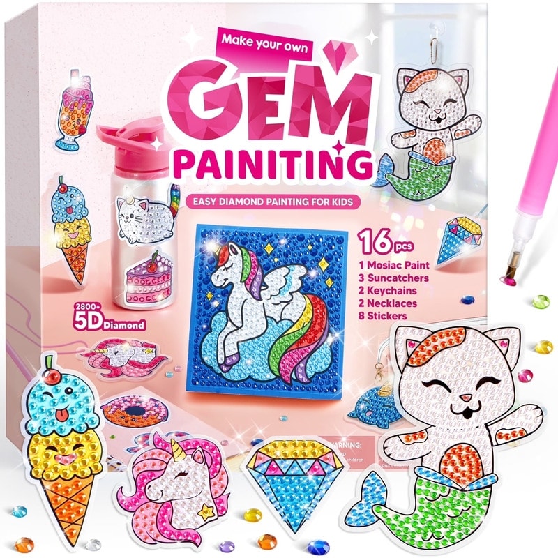 16 Projects Kids Gem Painting Diamond Art Kit Multicolor