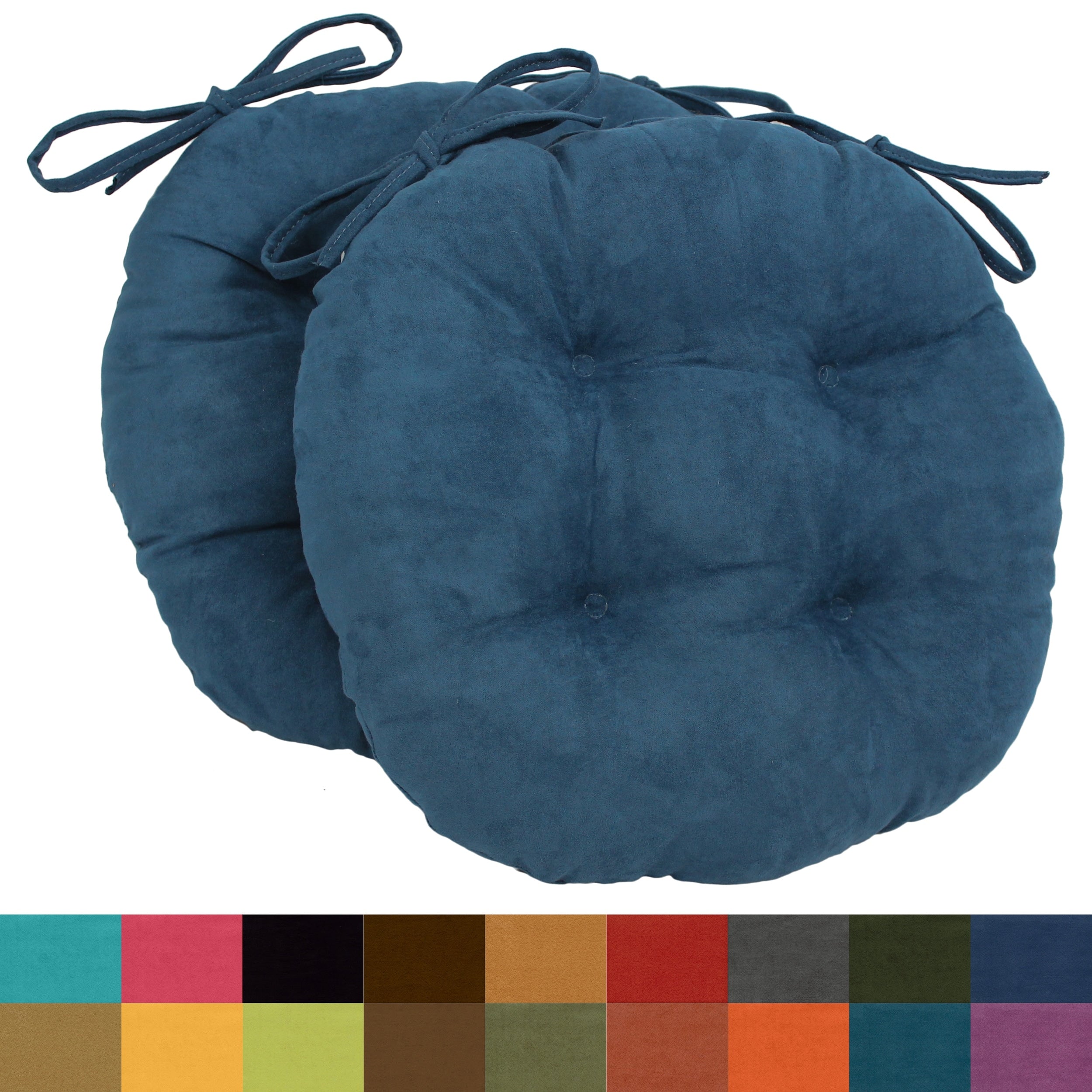Blazing Needles 16X16 Inch Round Microsuede Chair Cushions Set Of 4