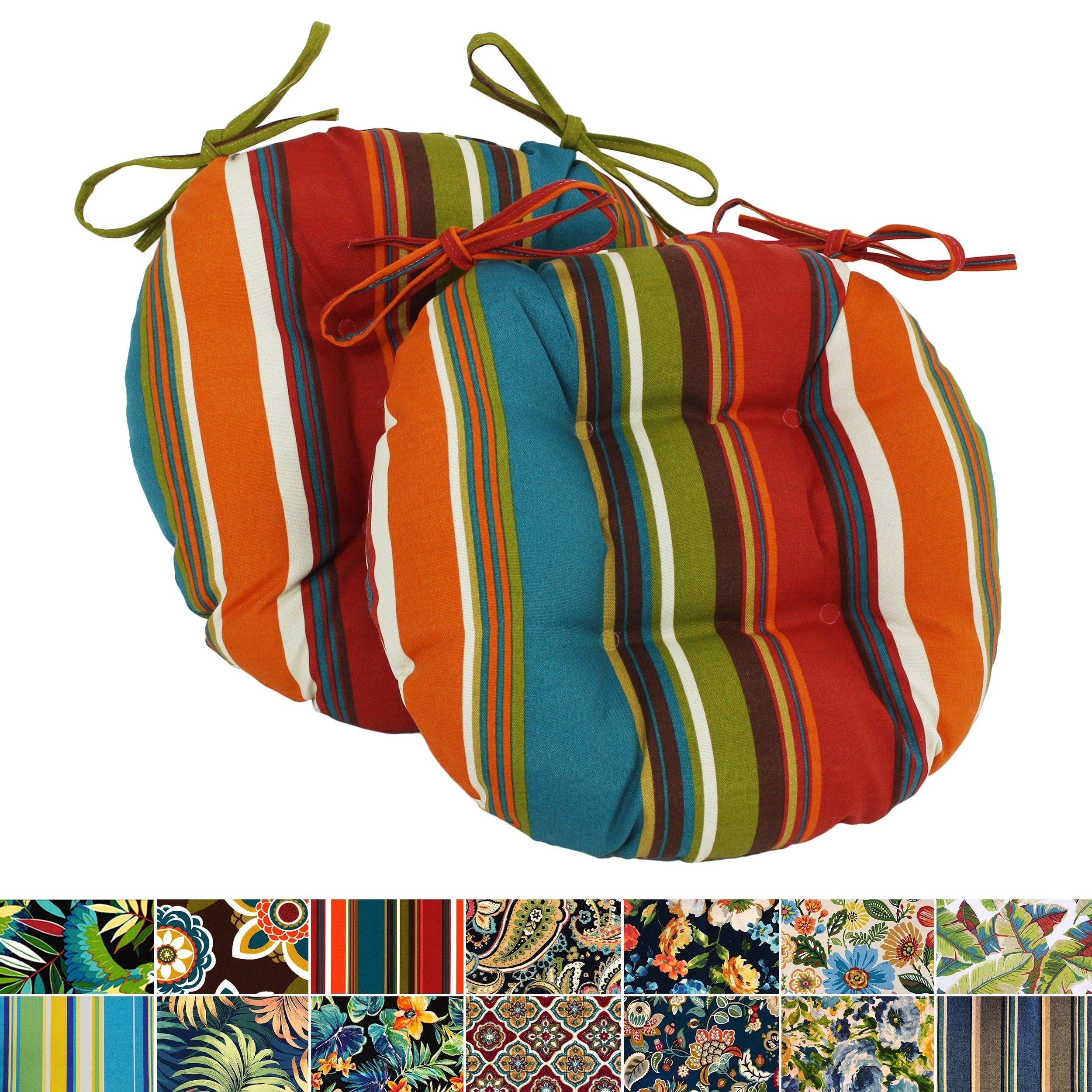 Blazing Needles 16 Inch Round Outdoor Tufted Chair Cushions Set Of 2