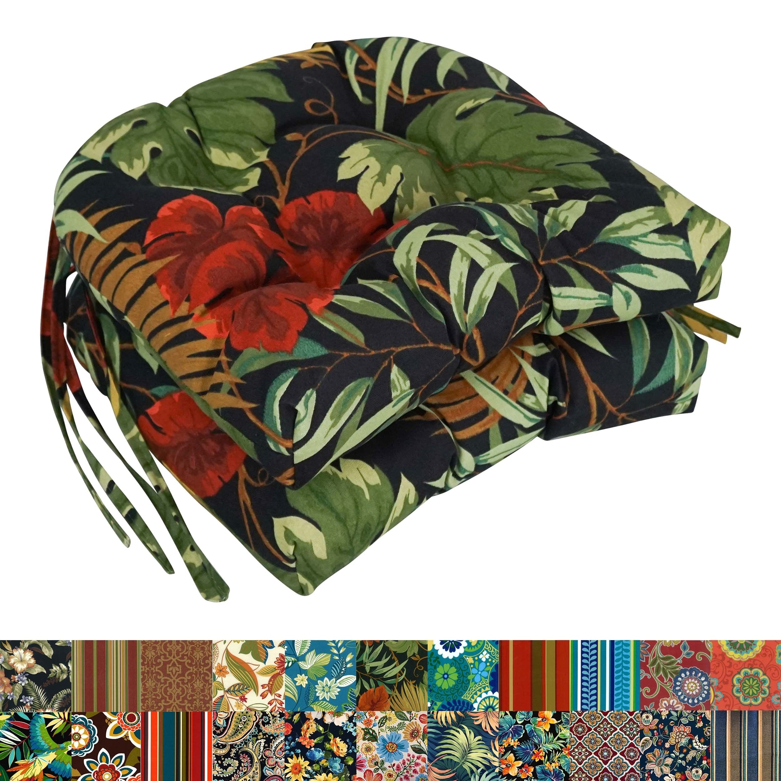 Blazing Needles 16X16 Inch U Shaped Outdoor Spun Polyester Chair Cushions Set Of 2